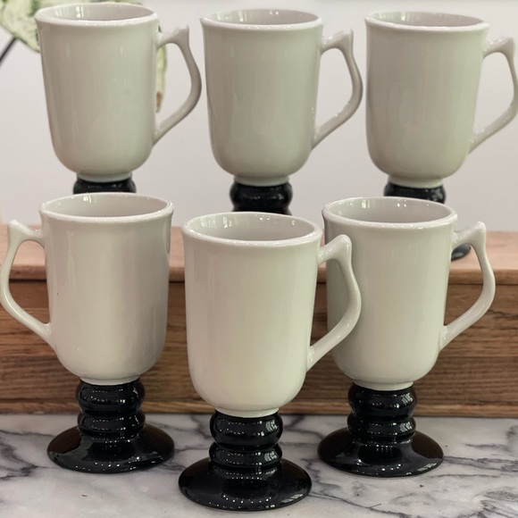 ▪️ 6 Hall Black Footed Pedestal Irish Coffee Mugs- 1272 USA ▪️ - Picture 4 of 7